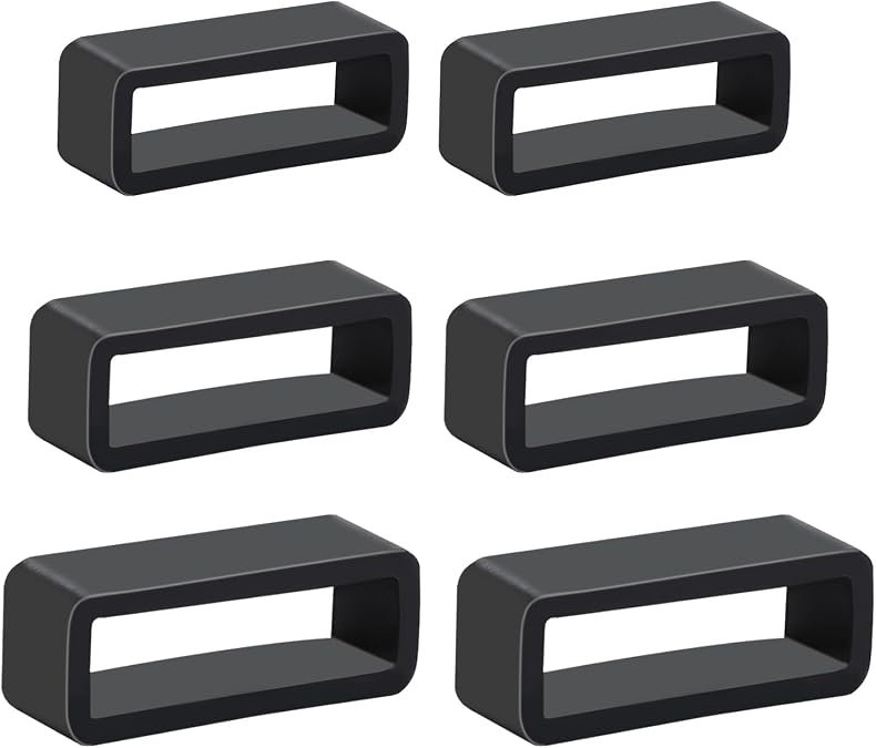 6 Pcs Watch Band Keepers, 18mm/20mm/22mm Silicone Watch Strap Holder Loops Watch Strap Retainer Black Rubber Watch Strap Keeper Replacement Watch Band Fastener Rings for Smart Sport Watches Parts