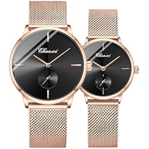 MASTOP Couple Watches Men and Women Pair Quartz Watches Casual Stainless Steel Mesh Strap Fashion Watches