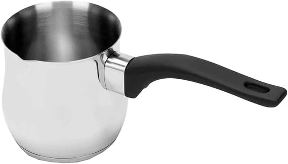 YSAMAX Turkish Style Stainless Steel Tea, Coffee Maker with Long Handle, Robust Construction, Elegant Design, Lightweight, Easy to Clean and Store, 170ML, (6.5 CM)