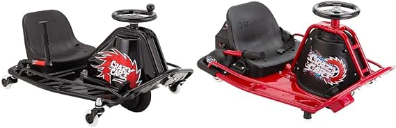 Razor Crazy Cart DLX - 24V Electric Drifting Go-Kart - Variable Speed, Up to 12 mph, Drift Bar