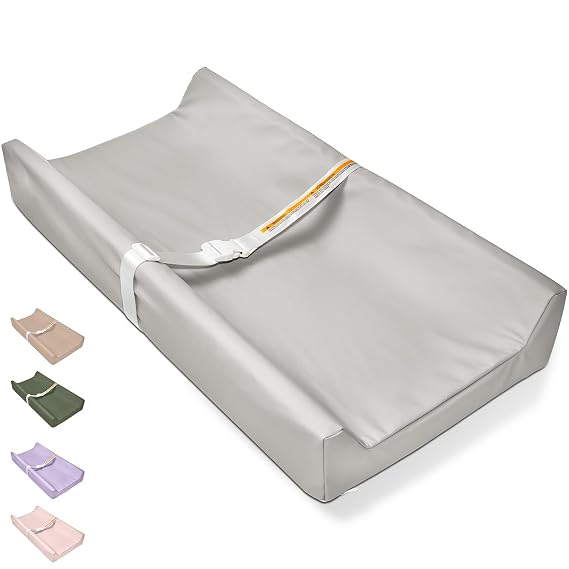 Baby Changing Pad Vegan Leather Changing Pad | Wipeable Changing Pads with Safety Strap, 31.5" x 16" Diaper Waterproof PU Changing Mat for Dresser Table
