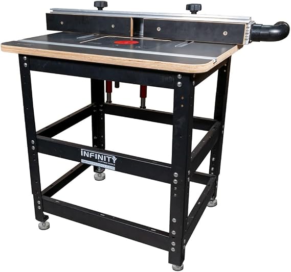 Infinity Tools Essential Router Table Package RTP-102 with Mast-R-Lift II (02120) Heavy-Duty Birch Ply Core Table, Pro Aluminum Fence, Adjustable Steel Stand