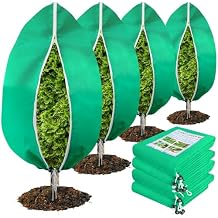 4 Pack Plant Covers Freeze Protection(71" x 47.3"),2.82 oz/sq yd Non-Woven Fabric,Frost Covers with Zipper Drawstring Plant Protection Cover Bags for Outdoor Winter Frost Cold Weather