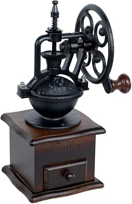 Manual Coffee Bean Grinder Vintage Antique Wooden Hand Grinder Coffee Grinder Roller,Best For Drip Coffee, Espresso, French Press, Cold & Turkish Brew