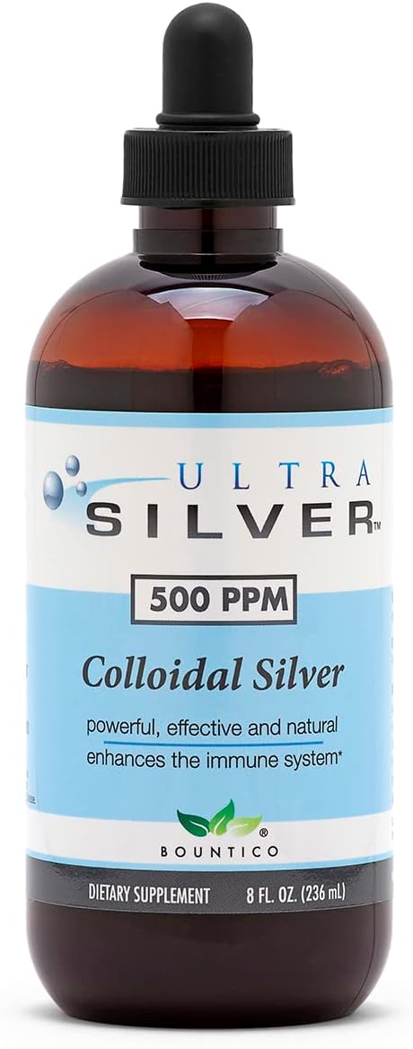 Ultra Silver Colloidal Silver | 500 PPM, 8 Oz (236mL) | Mineral Supplement | True Colloidal Silver - with Dropper