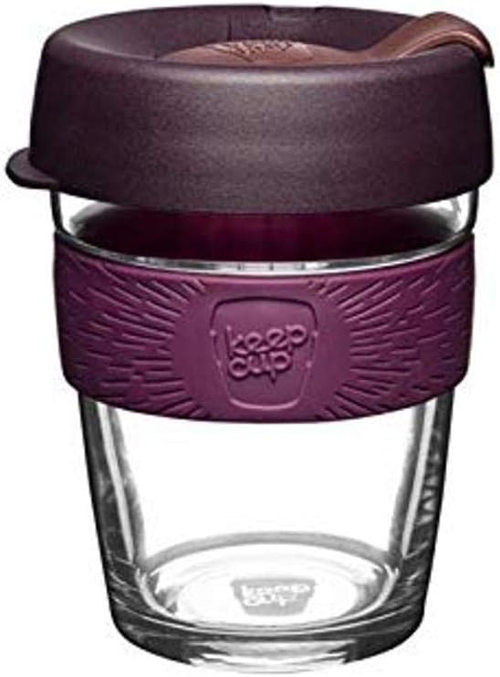 KeepCup Brew, Reusable Coffee Cup - Tempered Glass and Splashproof Sipper, M 12oz/340ml - Alder, Purple