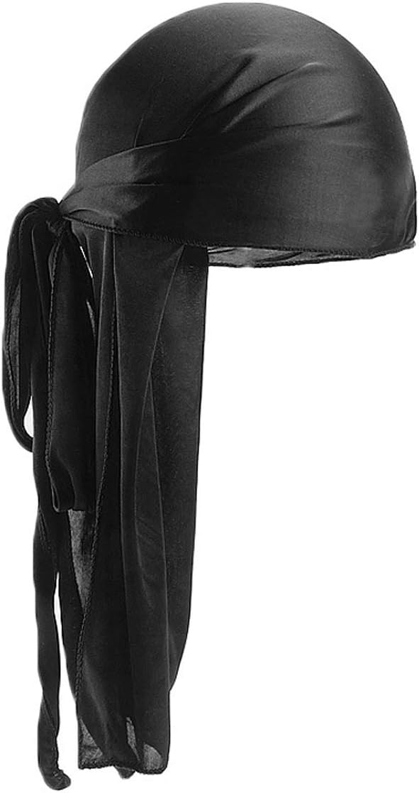 Silky Durag for Men Women Long-Tail 360 Wave Cap Durags Headscarf Muslims Headwraps Du-Rag Beanies Cap DUR9