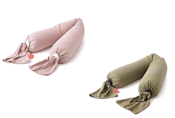 bbhugme Adjustable Pregnancy Pillow Bundle Full Body Support for Side Sleeping - Adjustable Firmness and Shape - Removable Cover - Dusty Olive & Dusty Pink