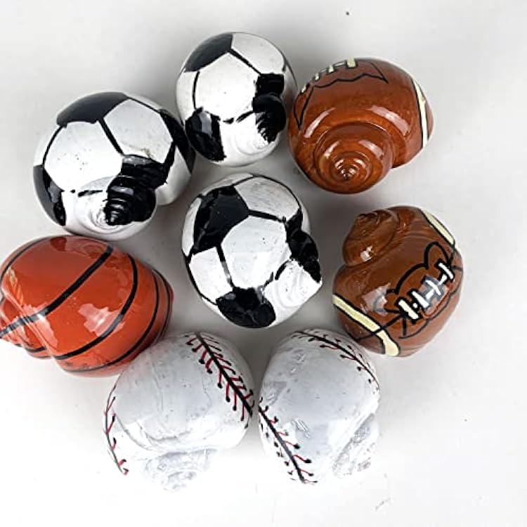 Worlds Assorted Sports Balls Painted Hermit Crab Shells for Home Decorations and DIY Crafts 8PCApprox 2 Inch