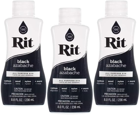 Rit Dye Liquid Select Your Color 8 Oz Container Pack of 3 + King Combo QR Code (Black)