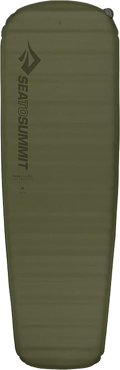 SEA TO SUMMIT - Camp Plus Self Inflating Sleeping Mat Large - Thick - Comfort & Warmth - Stuff Sack, Repair Kit & Pillow Lock System - 4 Season - For Camping - 198 x 64cm - Green - 1185g