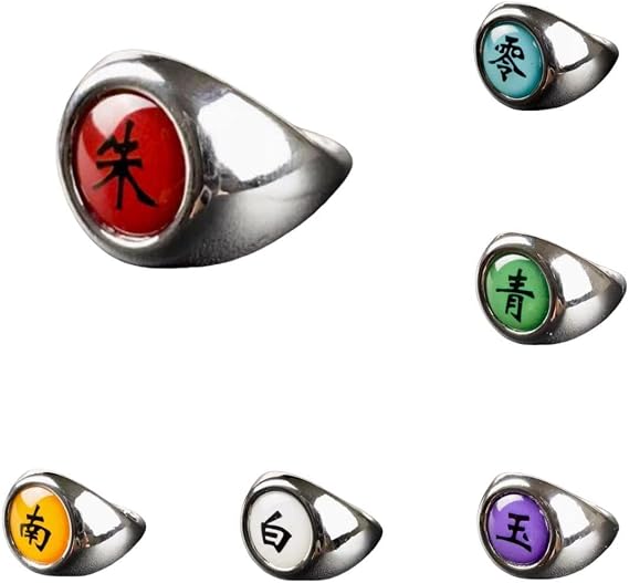Naruto Akatsuki Uchiha Cosplay Ring Set of 10 Kanji Ring Accessories Cosplay Tools Accessories Alloy Collection Christmas Disguise School Festival Birthday Present Cospl 6