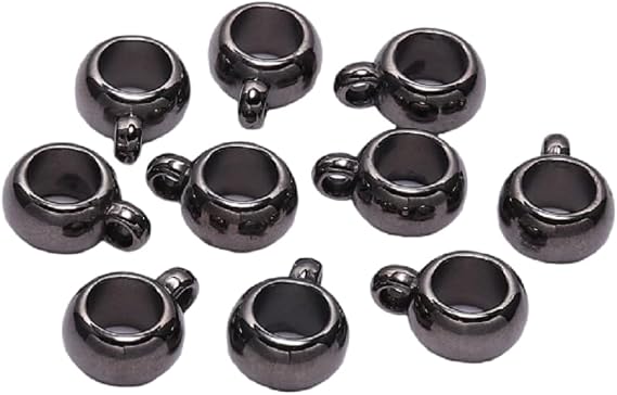 50pieces of Bail Release Beads, Sliding Charm Carriers, Hangers, Hanging Links, Alloy Column spacing Beads for Jewelry Making DIY Bracelets, Necklaces, Process Accessories, 8mm Holes(Plating Black)