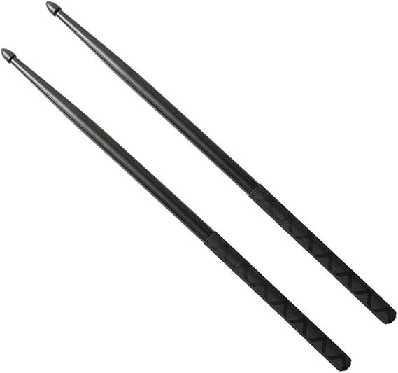 Nylon Drum Sticks for Drum Set 5A Drumsticks Plastic with ANTI-SLIP Handles | Light Durable Exercise Nylon Tip Drum Stick for Adults Musical Instrument Percussion Accessories (Black)
