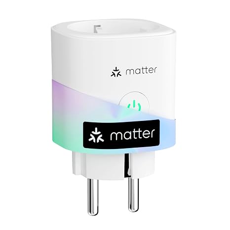 Meross Matter akıllı priz, elektrik tüketimli Wi-Fi priz, balkon elektrik santrali için, Apple HomeKit, Alexa ve Google ile çalışır, 16 A, 1 adet