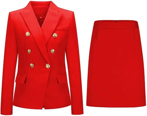 Women's 2 Piece Skirt Suit Set Business Office Lady Suits Blazer and Skirt for Work