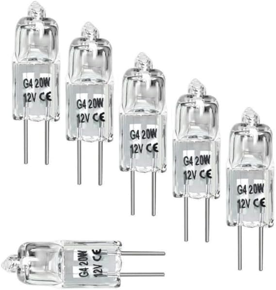 5pcs G4 Halogen Bulb,12V 2700K Warm White, dimmable 2-pin Transparent Glass Capsule lamp Bulb(6pcs/12V 35W) [Energy Class E]