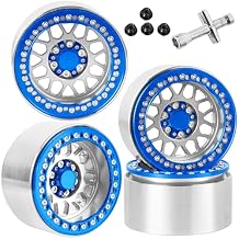 RC Crawler 2.2 Beadlock Wheels and Rim for 1/10 SCX10 90046 AXI03007 TRX4 TRX6 VS4-10 Gen7 Gen8 MST CFX D90 RC Car,2.2 Wheel Rim (4PCS) Wheel Hub,Metal Beadlock Wheels Rims,Silver