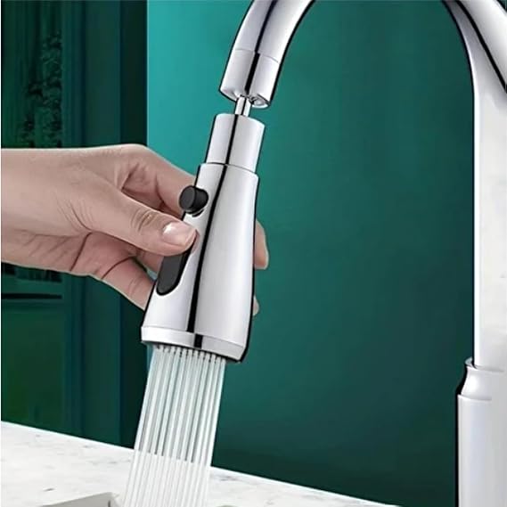 Mutfak Musluk Lavabo Başlığı Krom Fonksiyonlu, 720 Derece Döner, Su Tasarruflu, Şık ve Dayanıklı Tek Musluk Ucu