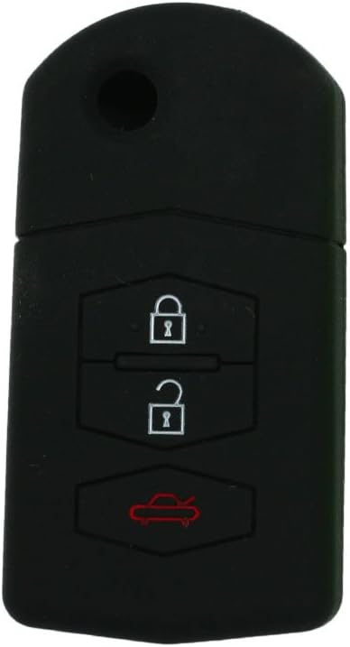 Silicone Cover Protector Case Holder Skin Jacket Compatible with MAZDA 3 Button Flip Remote Key Fob CV9530 Black