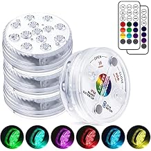 LOFTEK Submersible LED Lights with Remote, 13 LED Pool Lights for Inground Above Ground Pool with Magnets &10 Suction Cups,16 Color Changing Underwater Light for Ponds Battery Operated (4 Packs)
