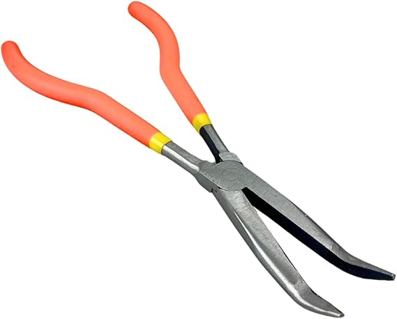 11" (27.9 cm) Extra Long Bent Nose Plier | Ergonomic 45-Degree Angle Tip | Comfort Wrapped Handles | Ideal for Precision Tasks & Extended Reach
