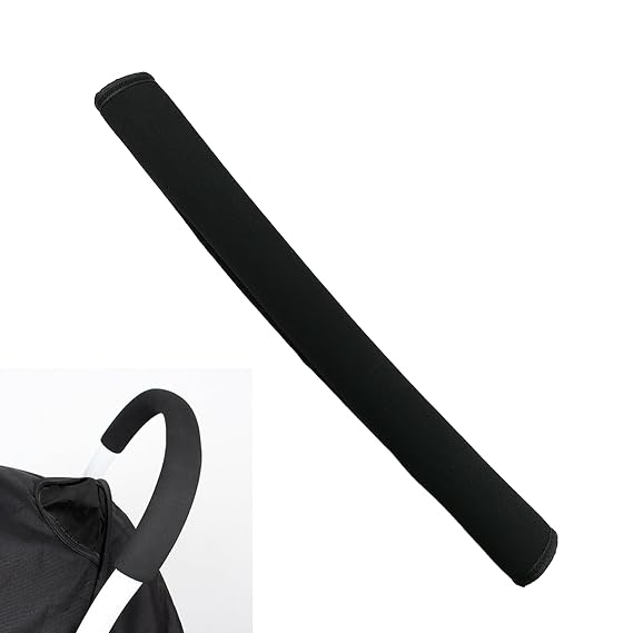 Universal Stroller Handle Sleeve Cover, Replacement Baby Stroller Handle Pads, Handle Sleeve Cover for Baby Stroller Pushchair, Pushchair Armrest Handle Protector Cover,18.9inch*6.3inch (Black)