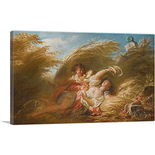 ARTCANVAS Dans Les Bles Canvas Art Print Stretched Framed Painting Picture Poster Giclee Wall Decor by Jean-Honore Fragonard - 12 x 8 0.75 Deep