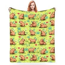 Throw Blanket Capybara Sea Otter Plush Bed Blanket Lightweight Comfy Premium Flannel Warm Blanket Ultra-Soft Print Stitching Blanket Throw All Season Use S (50x40)
