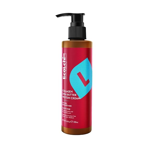 Collagen Shea Butter Leave-In Hair Mask Cream Deep Conditioning Shea Butter Protein Cream Collagen Hair Treatment Smooth Glossy for Dry and Damaged All Hair Types 200ml 6.8 fl.oz
