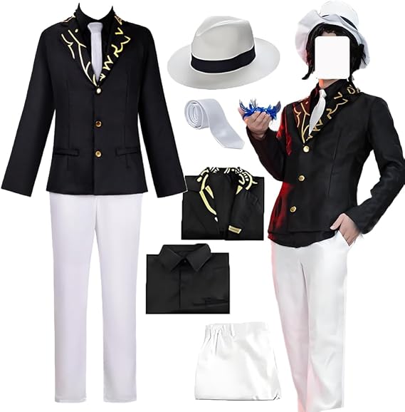 Black Cosplay Costume Jacket Outfit Uniform Suit Halloween Full Set for Adult