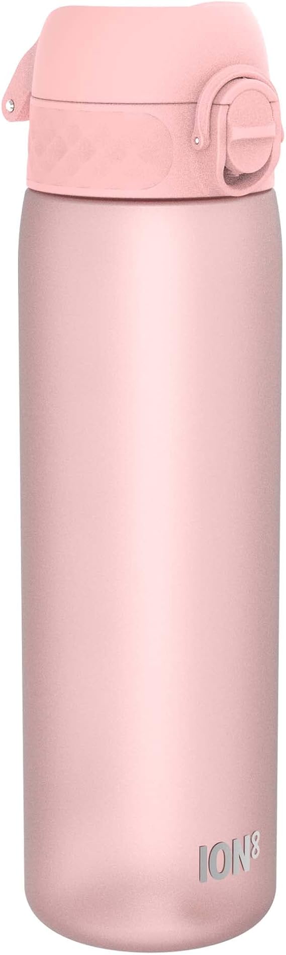 Ion8 Water Bottle, 500 ml/18 oz, Leak Proof, Easy to Open, Secure Lock, Dishwasher Safe, BPA Free, Hygienic Flip Cover, Carry Handle, Fits Cup Holders, Easy Clean, Carbon Neutral, Rose Pink