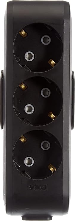 Viko Multi-Let Black Triple Socket with Ground Child Protected Terminal Block