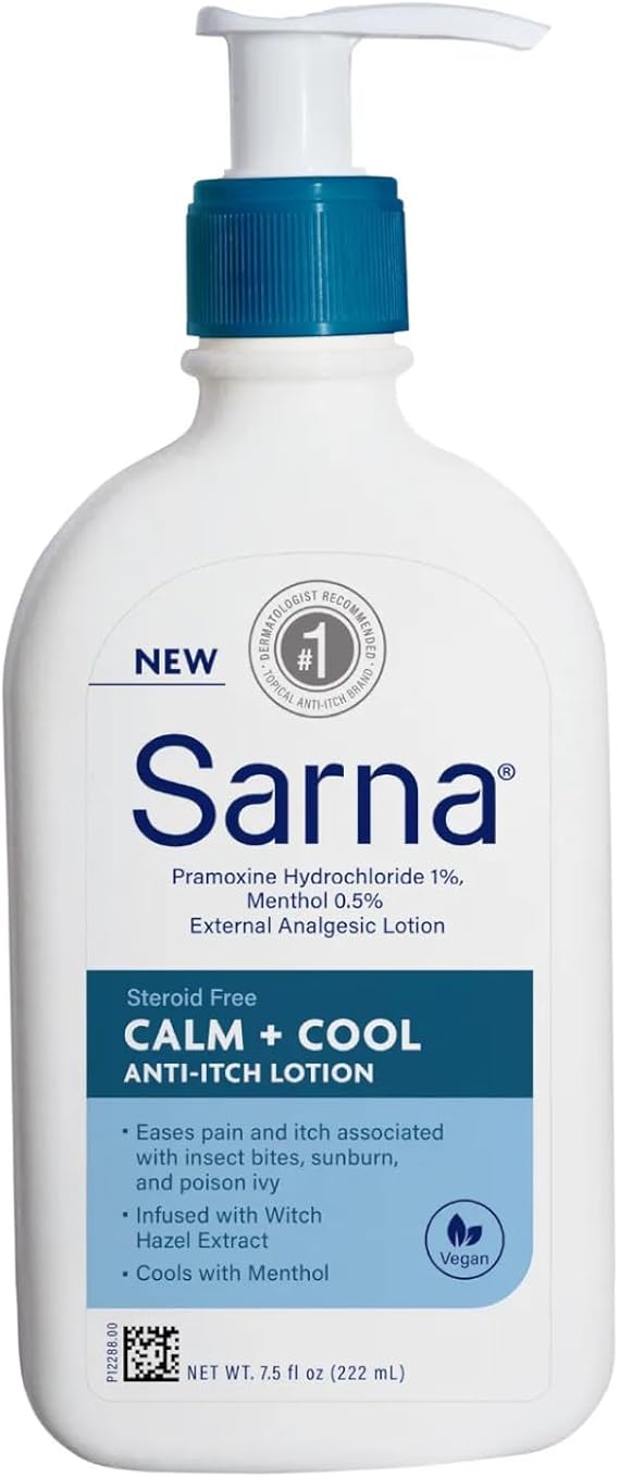 Sarna Calm + Cool Anti-Itch Lotion 7.5 Fl. Oz. for Dry Skin, Insect Bites, Sunburn, Poison Ivy/Oak/Sumac, 7.5 Fl Oz (Pack of 1)