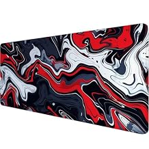 Red Marble Fluid Gaming Mouse Pad Desk Pad Abstract Black White Mousepad XL Large Gaming Mouse Pad Laptop Keyboard Mat Desk Pad Office Home Decor for Women Girl 31.5"x11.8"