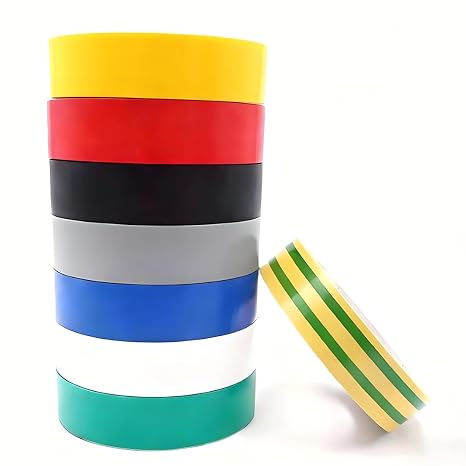 8 Rolls Multi Colour Electrical Insulation Tape - 10m x 18mm PVC, Heat & Water Resistant for Insulation Repairing and Protecting