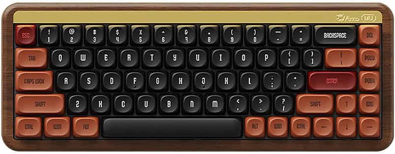 68 Keys Walnut Wood Base Mechanical Keyboard - Tri-Mode Bluetooth2.4GUSB-C, 16.8M RGB, Hot-Swappable Red Switches, 4000mAh Battery, WirelessWired Gaming & Typing Keyboard