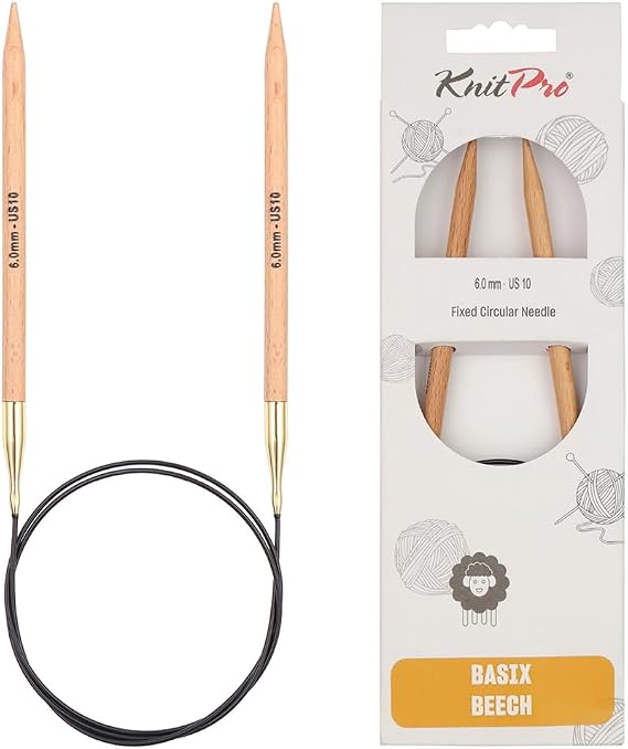 KnitPro Basix Birch Rundstricknadel 80 cm Länge x 6.00 mm Stärken Beige