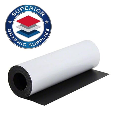 Magnetic White Material - Extremely Strong & Flexible Magnetic Sheet Roll Matte White -30 Mil / 0.03" Thickness - 24" W x 24" L 2 Sheets