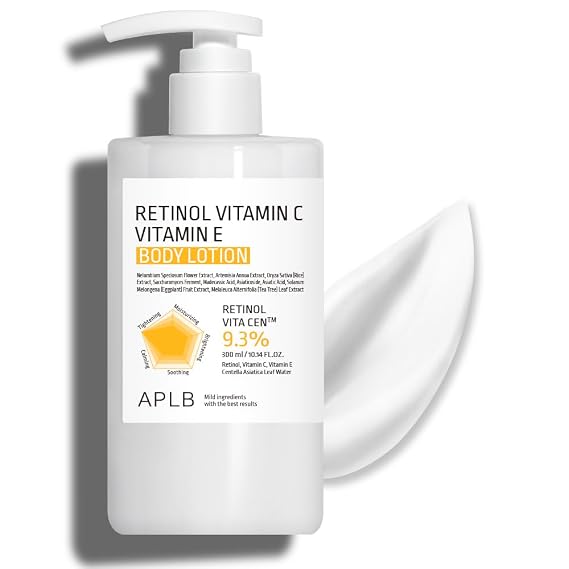 APLB Retinol Vitamin C Vitamin E Body Lotion | RETINOL VITA CENTM 9.3% 10.14 FL.OZ/Korean Skincare, Long lasting hydration, Wrinkle Care, Revitalize for gentle and improve skin texture