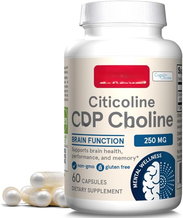 CitticolinCDPColine, 250mg, Non-GMO, Gluten-Free, 60 Capsules