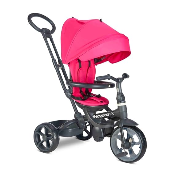 Joovy Tricycoo LX Premium Kids Tricycle with 8 Stages, Magenta