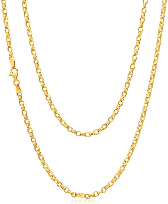 Alexander Castle 24" Solid 9ct Gold Chain Oval Belcher Chain Necklace - 2mm - Yellow Gold Necklace for Women & Men with Jewellery Gift Box