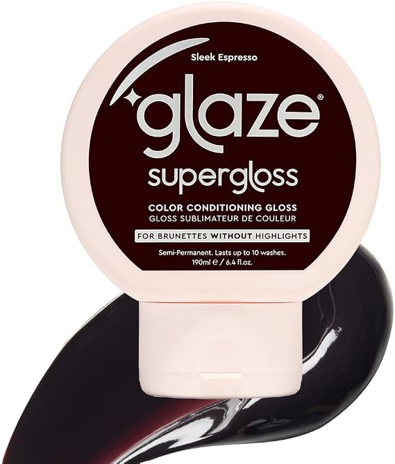 Glaze Supergloss Color Conditioning Gloss – Hydrating Semi-Permanent Colour Hair Gloss & Shine Boost – For Natural, Unbleached Dark Brown Hair – 190ml - Sleek Espresso