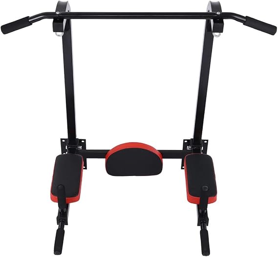 Multifunctional Wall-Mounted Pull-Up Bar Dipping Station for Home Fitness Indoor Exercise Support 265LBS Yoga Door S Stretching,Black-One Size