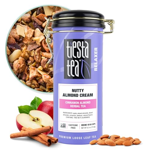Tiesta Tea - Nutty Almond Cream, Premium Loose Leaf, Cinnamon Almond Herbal Tea Blend, Non-Caffeinated, Make Hot or Iced & Brews Up to 50 Cups, 6.2 Ounce Refillable Tin