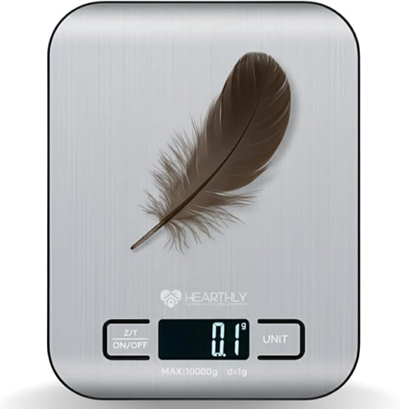 Food Scale| Digital Kitchen Scale for Cooking and Baking, Batteries Included, Weighs up to 22 pounds, Kitchen Scales Digital Weight Grams and Ounces, 304 Stainless Steel - Silver Grey