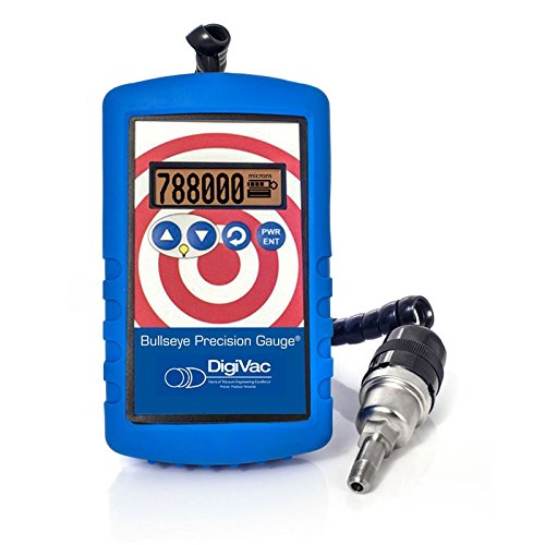 Bullseye Precision Gauge, Portable Hands-Free Vacuum Gauge, Measures in 12 Vacuum Units inches of Hg, Torr, mbar BPG Blue 0.125"
