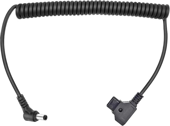 D-Tap to DC 5.5 2.1mm 12V Coiled Power Cable Compatible with Canon C70, Atomos Shogun Ninja, SmallHD Indie 7, Blackmagic Video Assist, KiPRO, Right Angle V Mount Gold Mount Battery Power Adapter, 59"
