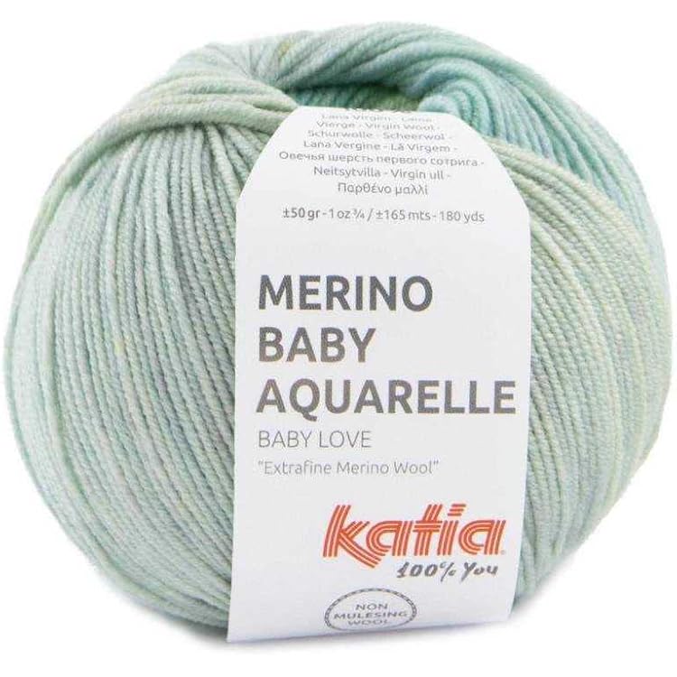 Katia Merino Baby Aquarelle Yarn 352 - Aqua-Sage-Apricot